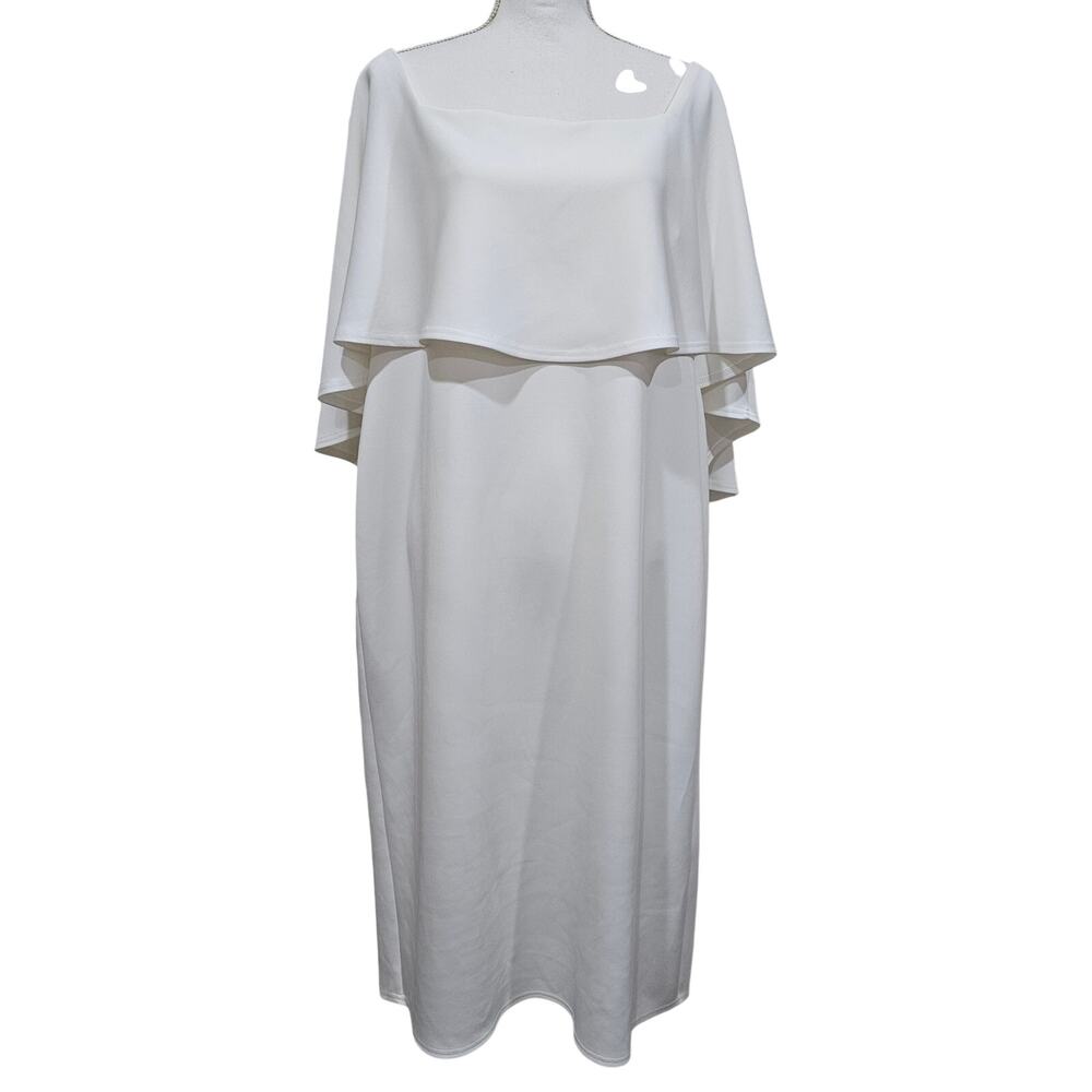 Asos White Cape Sleeve Midi Dress Plus Size 18
